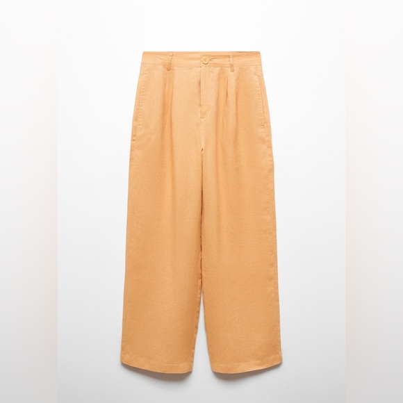 Mango Wide Leg Orange Pants for Women - Picture 3 of 11